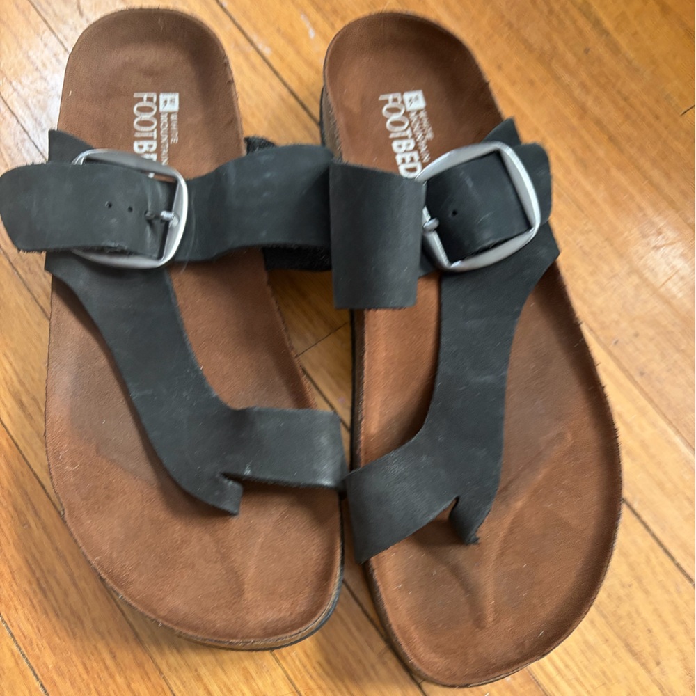 White Moutain Black Sandals with Buckles